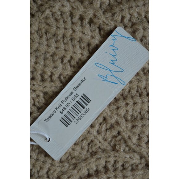 NWT Blu Ivy Boutique Beige Twisted Knit Pullover Sweater Womens Size S/M Fall - Picture 8 of 10